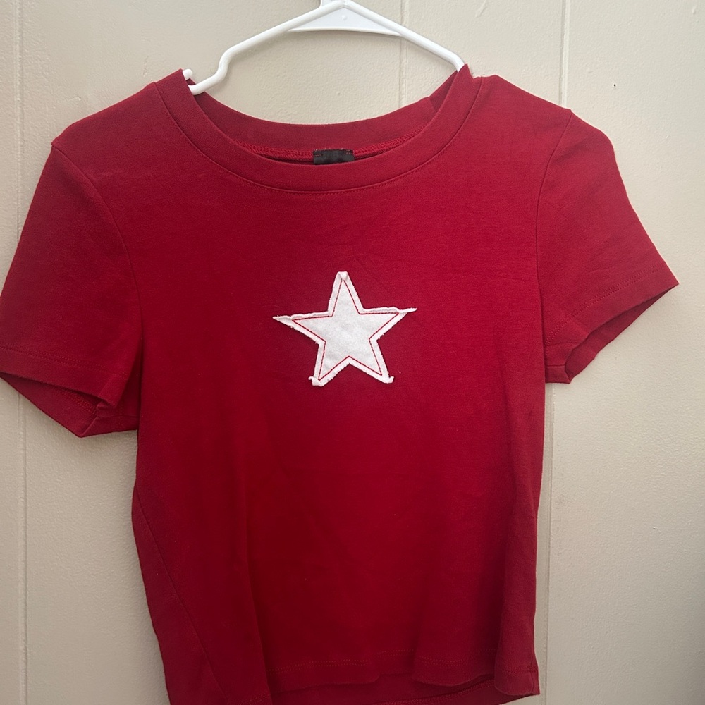 PacSun Red Short Sleeve Tee with White Star Patch